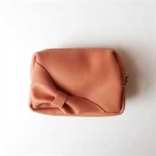 Cosmetic Bag - Mini Genuine Leather Coral