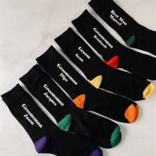 Personalised Black Men's Socks (random colour heel & toe selection)