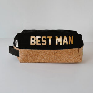 Men's toiletry bag - BEST MAN (BLACK AND CORK)