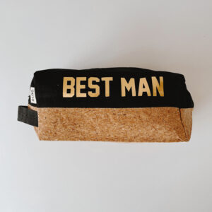 Men's toiletry bag - BEST MAN (BLACK AND CORK)