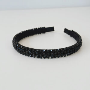 Alice Band - Thin Sparkly Black Beads