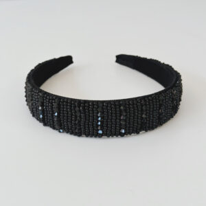 Alice Band - Thick Sparkly Black Beads