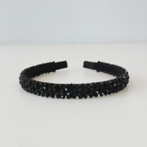 Alice Band - Thin Sparkly Black Beads