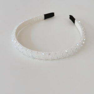 Alice Band - Thin Sparkly White Beads