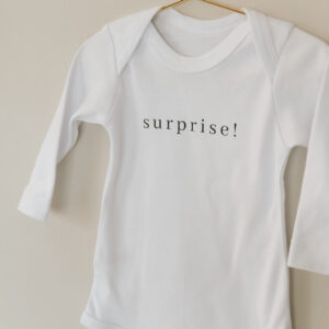 Baby onesie - 'Surprise!' (3-6 months) Long Sleeve