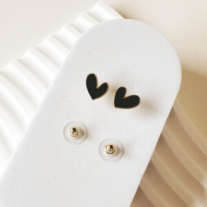 JEWELLERY - Black Heart Stud Earrings