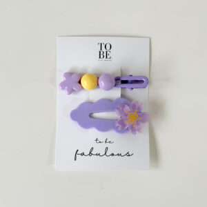 Purple Hair Clip Set of 2 - Flowers