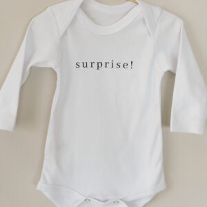 Baby onesie - 'Surprise!' (3-6 months) Long Sleeve