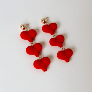 JEWELLERY - Velvet Red Heart Earrings