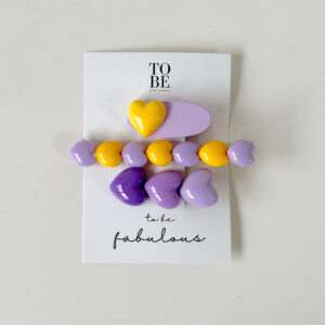 Purple Hair Clip Set of 3 - Hearts