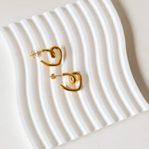 JEWELLERY - Gold Heart Hooped Earrings