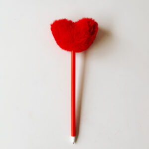 Stationery - Fluffy Red Heart Pen