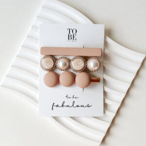 Hair Clip Set of 3  - Blush Pearl and Button