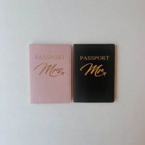 Card Passport Cases - Mr & Mrs Set Pink/Black