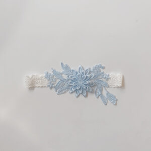 Bride Garter Lace with Big Blue Flower (40cm)