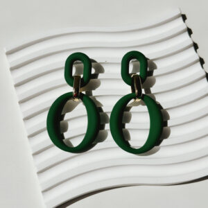 JEWELLERY -  Green and Gold Hooped Earrings