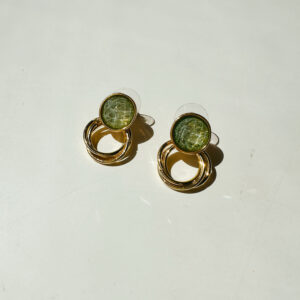 JEWELLERY - Gold Green Stone Hoops