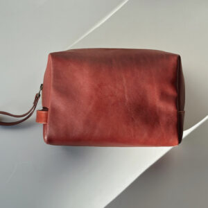 Men's / Ladies Toiletry bag - Unisex Genuine leather (Chocolate Brown)