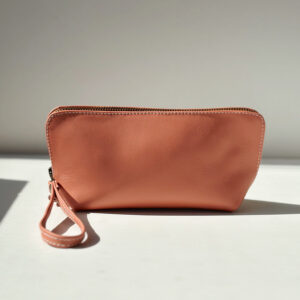 Cosmetic Bag - Mini Genuine Leather Peachy Pink