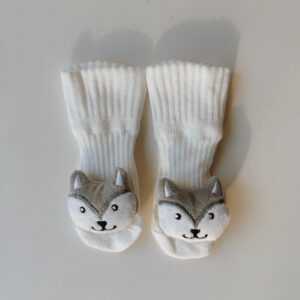 Baby Socks - White & Grey Fox