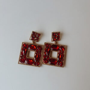 JEWELLERY - Red & Gold Square Earrings