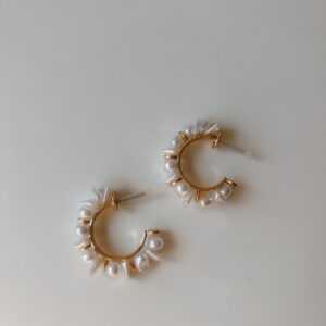 JEWELLERY - Chunky Gold stone pearl earrings