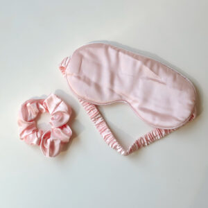 Eye Cover & Scrunchie (light pink satin)