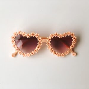 Sunglasses - Girls Pink Flower Hearts