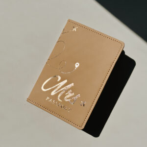 Card &Passport Case Tan and Gold - Mrs