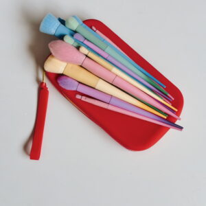 Make Up - Brush Set With Silicone Bag (Bright Pink)