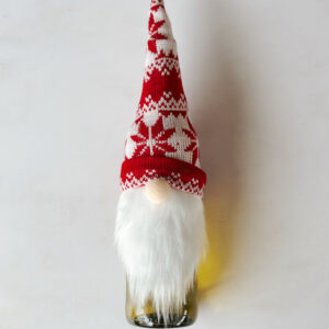 100% Black Christmas - Gnome Wine Cover - Snowflakes