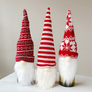 100% Black Christmas - Gnome Wine Cover - Stripes