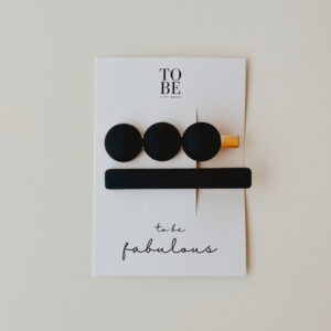 Hair Clip Set of 2 - Black Buttons