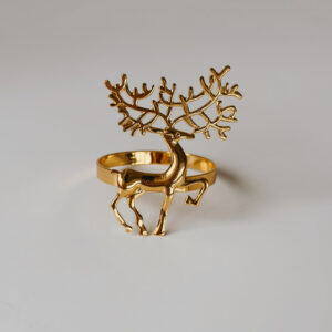 100% Black Christmas - Gold Reindeer Serviette Ring