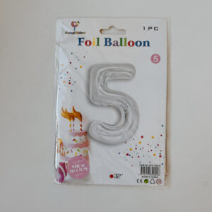 100% Black Friday - Number 5 Foil Balloon (silver)