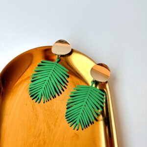 🎄JEWELLERY - Green And Gold Palm Leaf Earrings