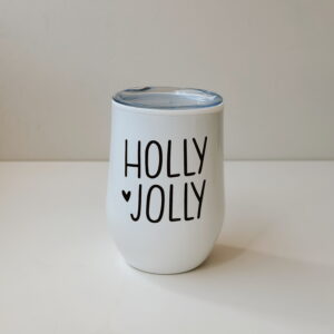 🎄Coffee & Wine Tumbler - Holly Jolly (White)