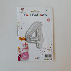 100% Black Friday - Number 4 Foil Balloon (silver)