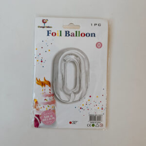 Number 0 Foil Balloon (silver)