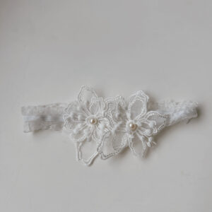 Bride Garter Lace with Big Flower and Pearls (40cm)