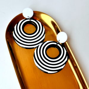 🎄JEWELLERY - White And Black Round Earrings