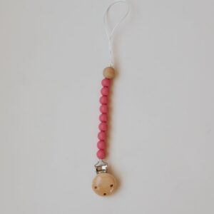 🌸Baby Dummy Clip - Beads Dark pink