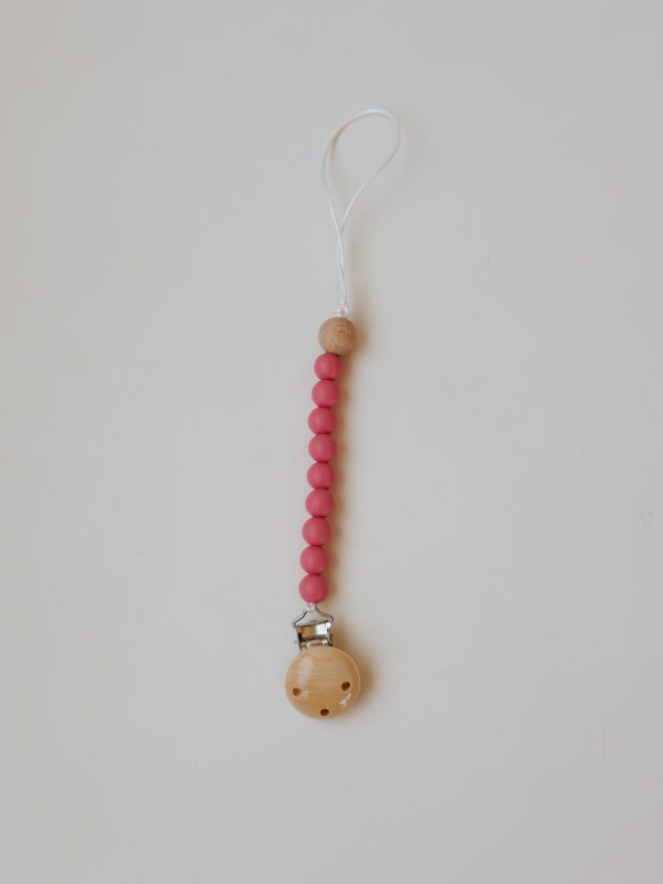 🌸Baby Dummy Clip - Beads Dark pink