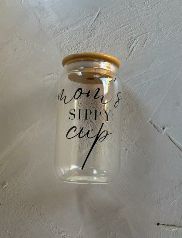 Drinking Glass Jar with Lid and Straw (Mom's Sippy Cup)