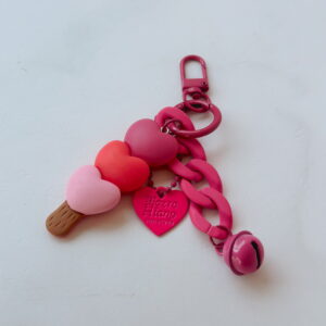 🩷 Key ring - Pink Bulky Chain with Hearts Ice Cream