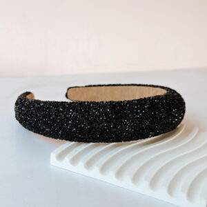 Alice Band - Thick Sparkly Black Beads