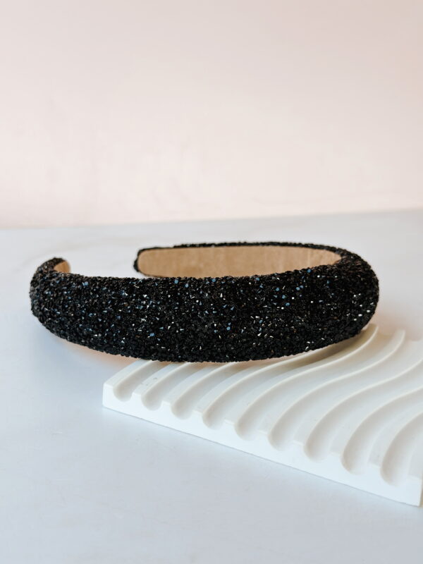 Alice Band - Thick Sparkly Black Beads