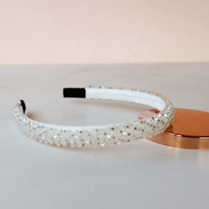 Alice Band - Thin Sparkly White Beads