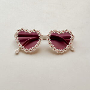 Sunglasses - Little Girls White Flower Hearts