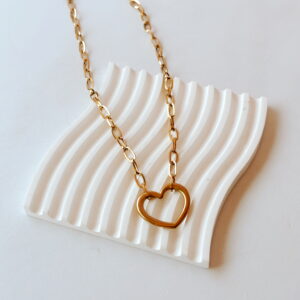 JEWELLERY - Bulky Chain with Gold HEART Necklace (Stainless Steel)